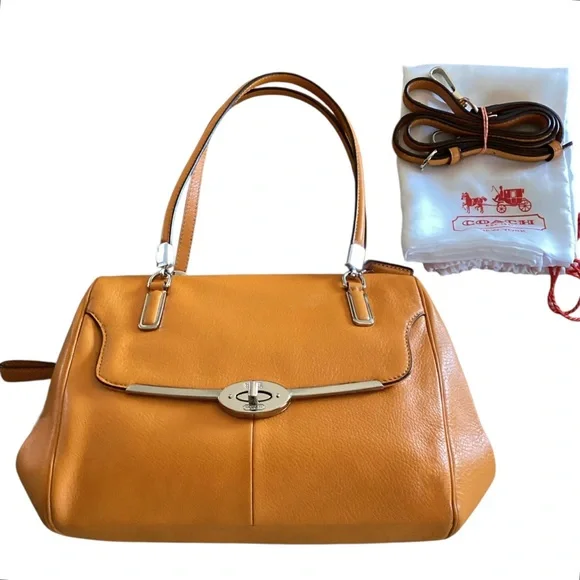 Coach Leather Madison Madeline 25166 Legacy Crossbody Satchel Bag in Saffron - Picture 4 of 16